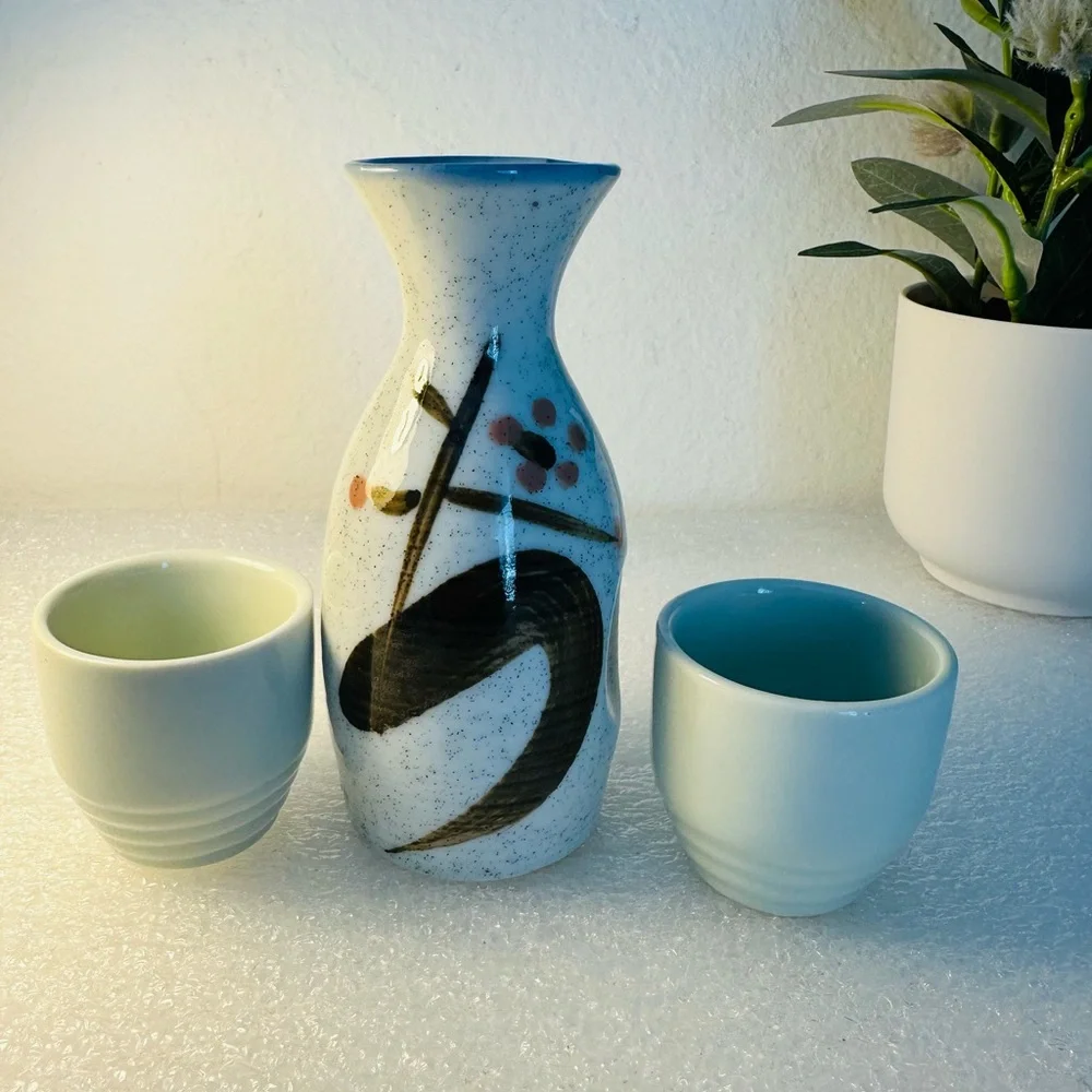 Contemporary Japanese Porcelain Sake Bottle/ No Markers Mark set of 3